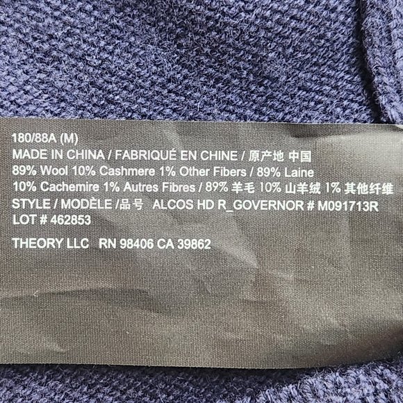 NWT Theory Wool-Cashmere blend hoodie Navy medium - Picture 11 of 16